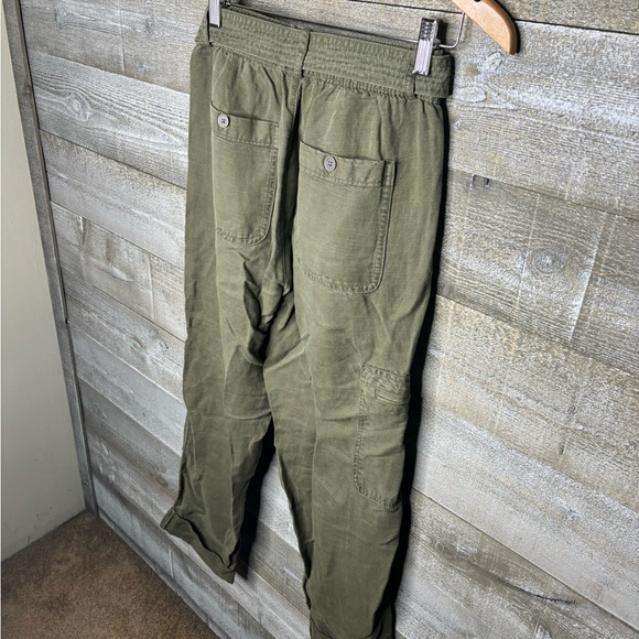 Nicole Miller new york army green linen blend belted XS pants - Picture 3 of 4